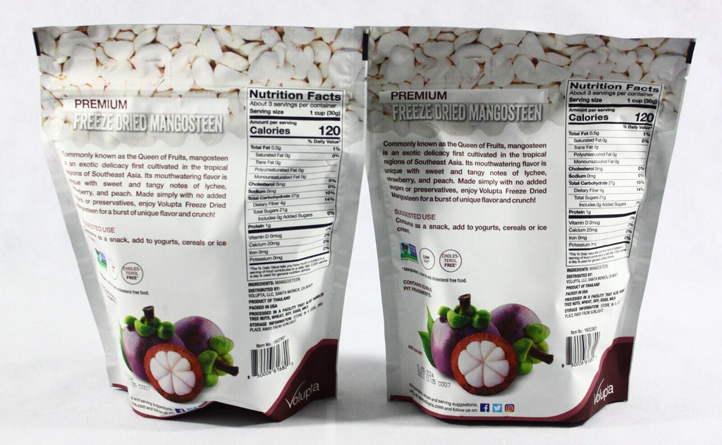 2 Bags Volupta Premium Freeze Dried Mangosteen 3.5Oz (99G) Each, Total 198G