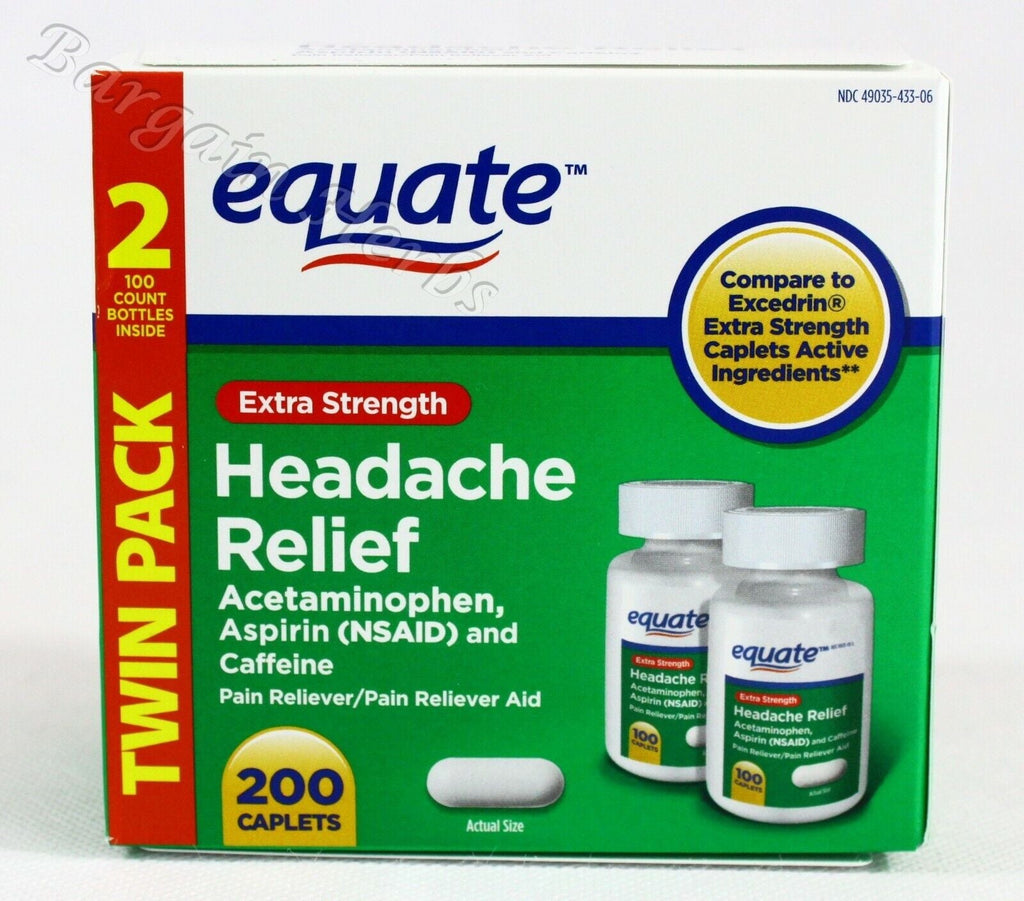 2X Equate Acetaminophen Excedrin Headache Extra Strength 100 Caplets Exp. 08/24