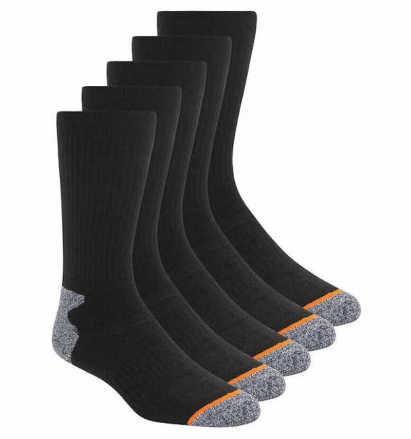 5 Pair New Weatherproof Men’S Outdoor Wool Blend Crew Sock Black Size 6-12