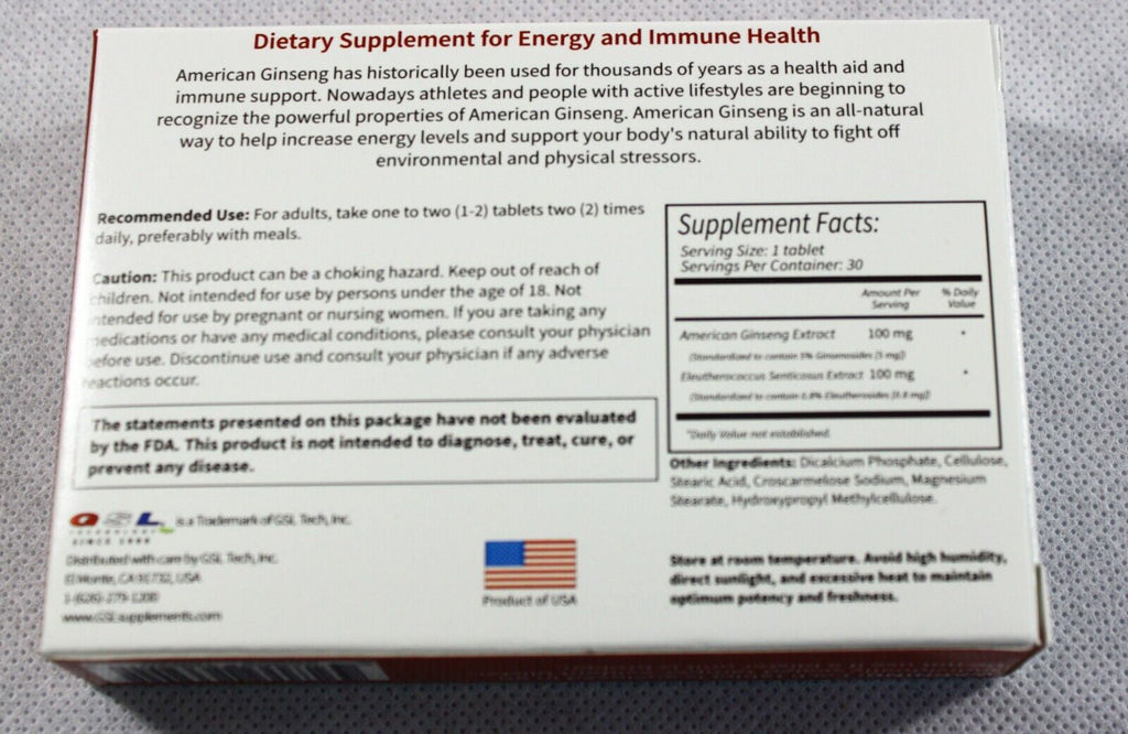 10 Boxes GSL American Ginseng Extract Boosts Energy Levels Total 300 Tablets