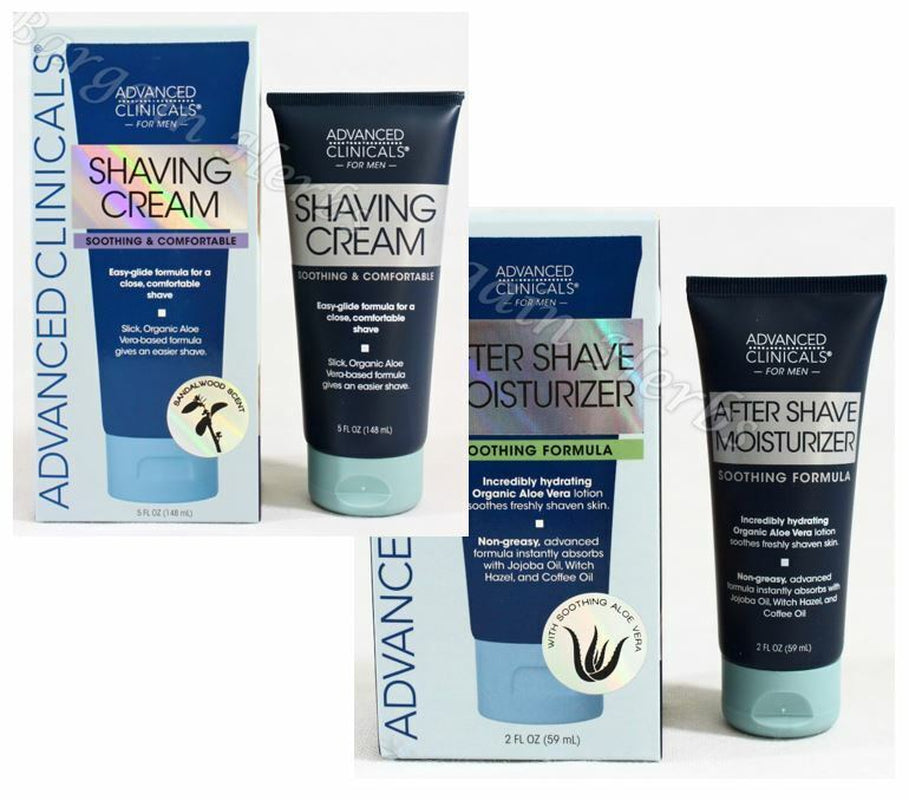 Advanced Clinicals for Men Shaving Cream 5 Oz or after Shave Moisturizer 2 Oz