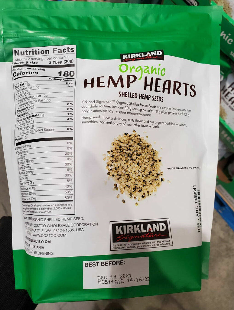 2 Lbs Kirkland ORGANIC Hemp Hearts Shelled Hemp Seeds, Gluten Free, KOSHER