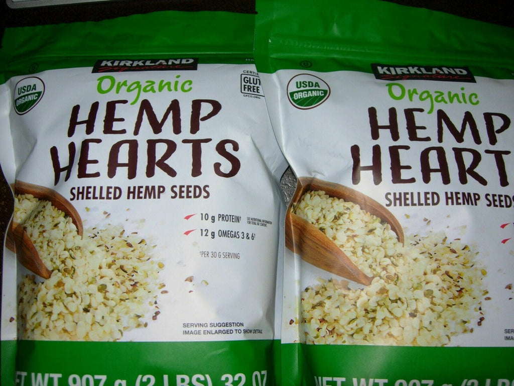 2 Packs Kirkland ORGANIC Hemp Hearts Shelled Hemp Seeds 2 Lbs Each Gluten Free