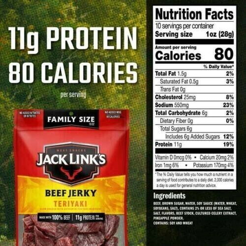 2 Packs Jack Link&#039;S 10 Oz. Each Teriyaki Beef Jerky