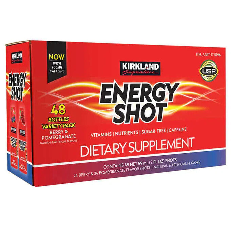 Energy Shot by Kirkland Signature, 48 Bottles: 24 Berry &amp; 24 Pomegranate Flavor