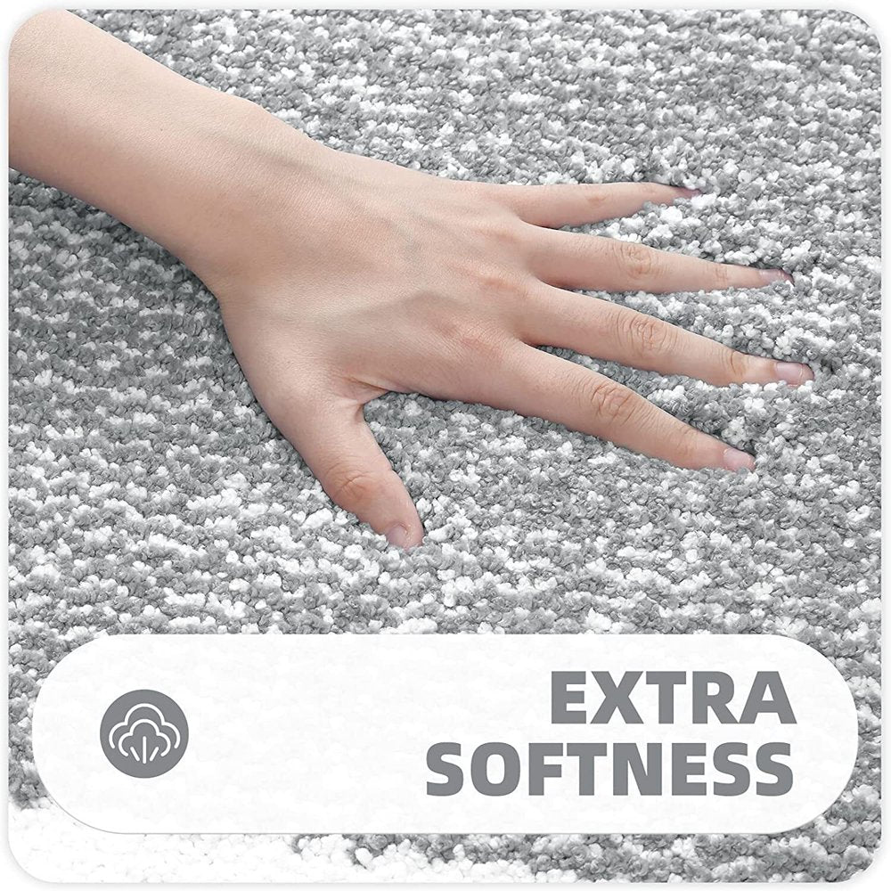 Color G Bathroom Rug, Soft Absorbent Bathroom Mat and Bath Mat, Premium Microfiber Shag Bath Rug Machine Washable (15.7&quot;X24&quot;,Grey and White)