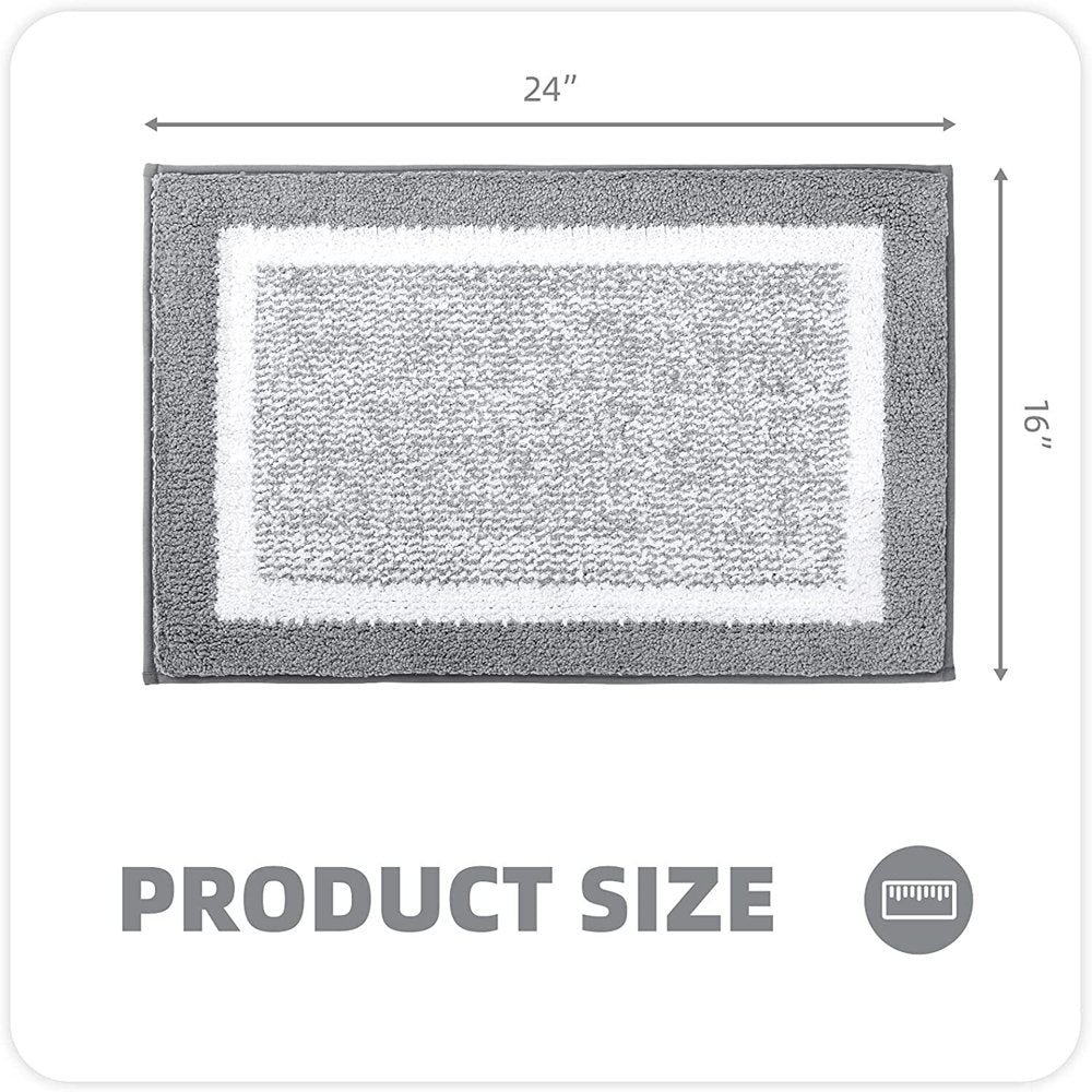 Color G Bathroom Rug, Soft Absorbent Bathroom Mat and Bath Mat, Premium Microfiber Shag Bath Rug Machine Washable (15.7&quot;X24&quot;,Grey and White)