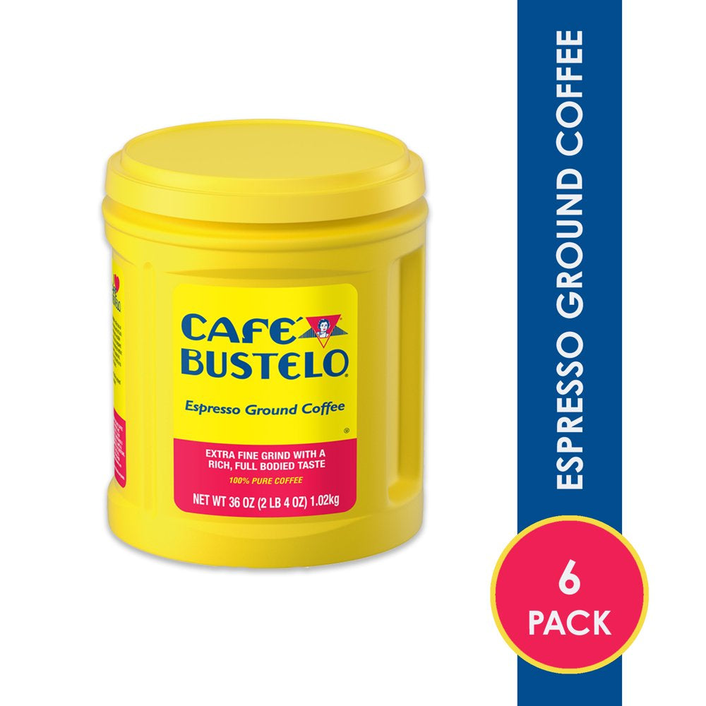 Cafe Bustelo Espresso Style Roast Ground Coffee, 36 Ounce Canister (Pack of 6)