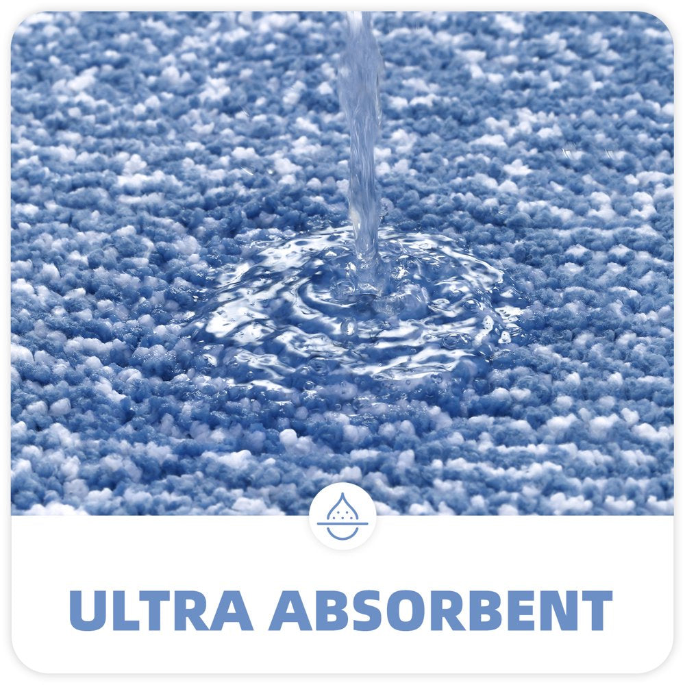 Color G Bathroom Rug, Soft Absorbent Bathroom Mat and Bath Mat, Premium Microfiber Shag Bath Rug Machine Washable (20&quot;X29&quot;,Blue and White)