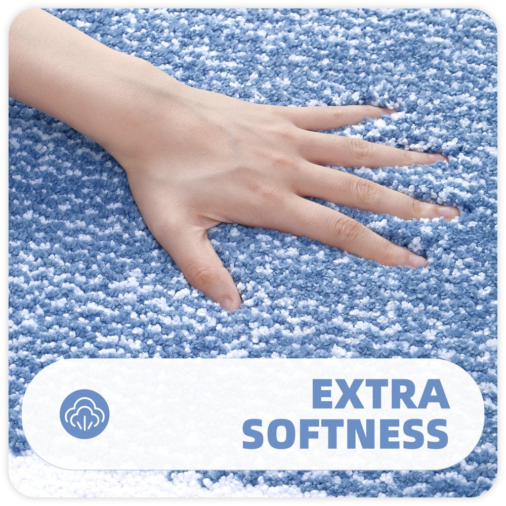 Color G Bathroom Rug, Soft Absorbent Bathroom Mat and Bath Mat, Premium Microfiber Shag Bath Rug Machine Washable (20&quot;X29&quot;,Blue and White)