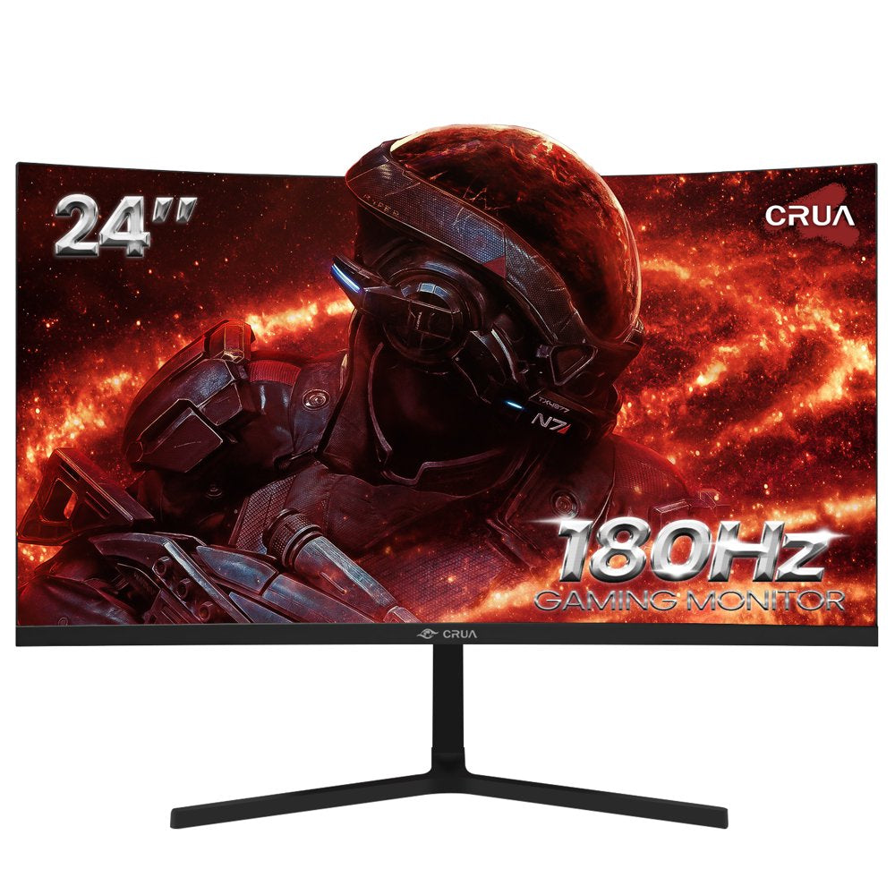 CRUA 24&quot; 165Hz/180Hz Curved Gaming Monitor - FHD 1080P Frameless Computer Monitor, AMD Freesync, Low Motion Blur,Dp&amp;Hdmi Port, Black