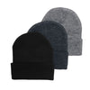 Empire Cove Cuffed Knit Beanie 3 Pack Set of Black Charcoal Heather Grey