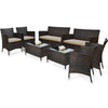 Costway 8PCS Patio Furniture Set Cushioned Sofa Coffee Table