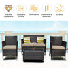 Costway 8PCS Patio Furniture Set Cushioned Sofa Coffee Table