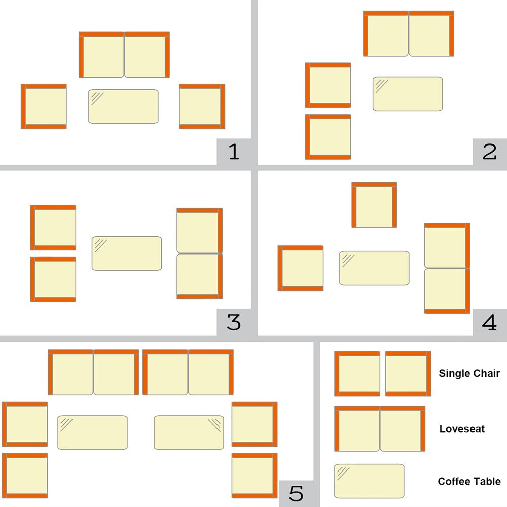 Costway 8PCS Patio Furniture Set Cushioned Sofa Coffee Table