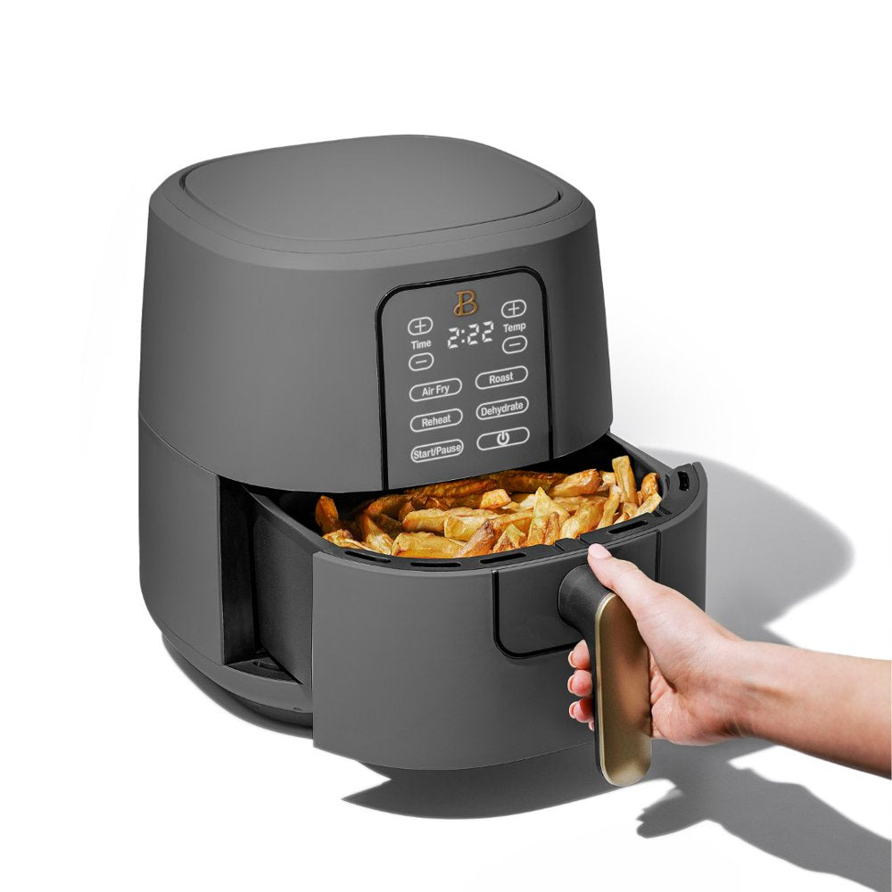 Beautiful 6 Qt Air Fryer with Turbocrisp Technology and Touch-Activated Display, Oyster Grey by Drew Barrymore