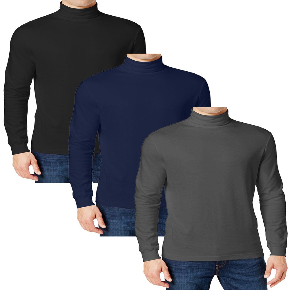 3-Pack Men&#039;S Long Sleeve Turtle Neck T-Shirt (Sizes, S to 2XL)