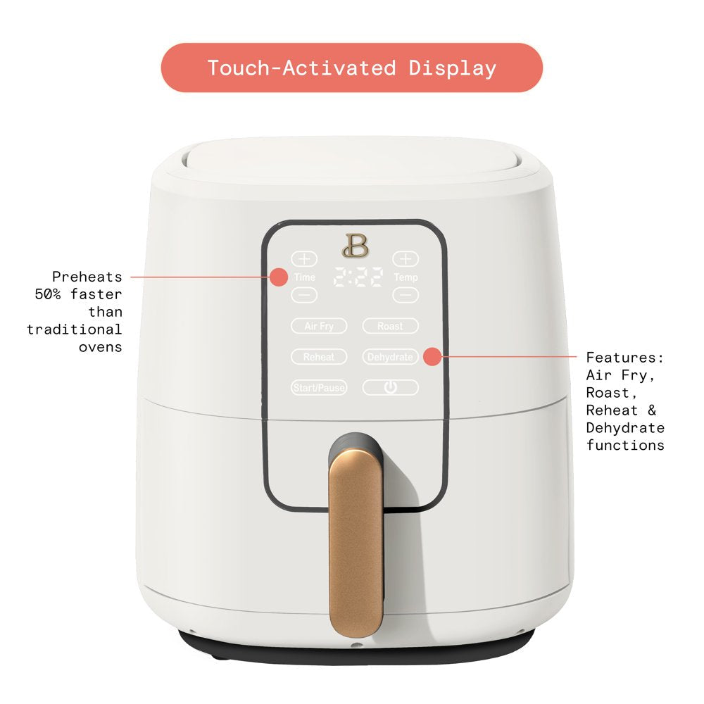 Beautiful 6-Quart Air Fryer with Turbocrisp Technology and Touch-Activated Display, White Icing by Drew Barrymore