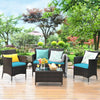 Costway 8PCS Rattan Patio Cushioned Sofa Chair Coffee Table Turquoise