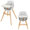 Babyjoy 3 in 1 Convertible Wooden High Chair Baby Toddler Highchair W/ Cushion Gray