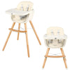 Babyjoy 3 in 1 Convertible Wooden High Chair Baby Toddler Highchair W/ Cushion Beige