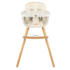 Babyjoy 3 in 1 Convertible Wooden High Chair Baby Toddler Highchair W/ Cushion Beige