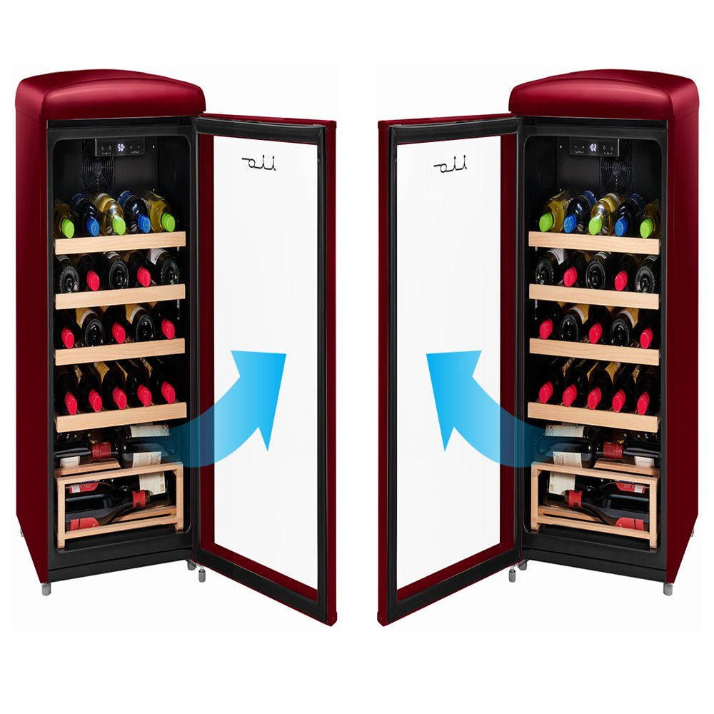 30 Bottle Freestanding Retro Wine Cooler in Wine Red