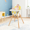 Babyjoy 3 in 1 Convertible Wooden High Chair Baby Toddler W/ Cushion Yellow