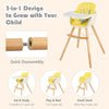 Babyjoy 3 in 1 Convertible Wooden High Chair Baby Toddler W/ Cushion Yellow