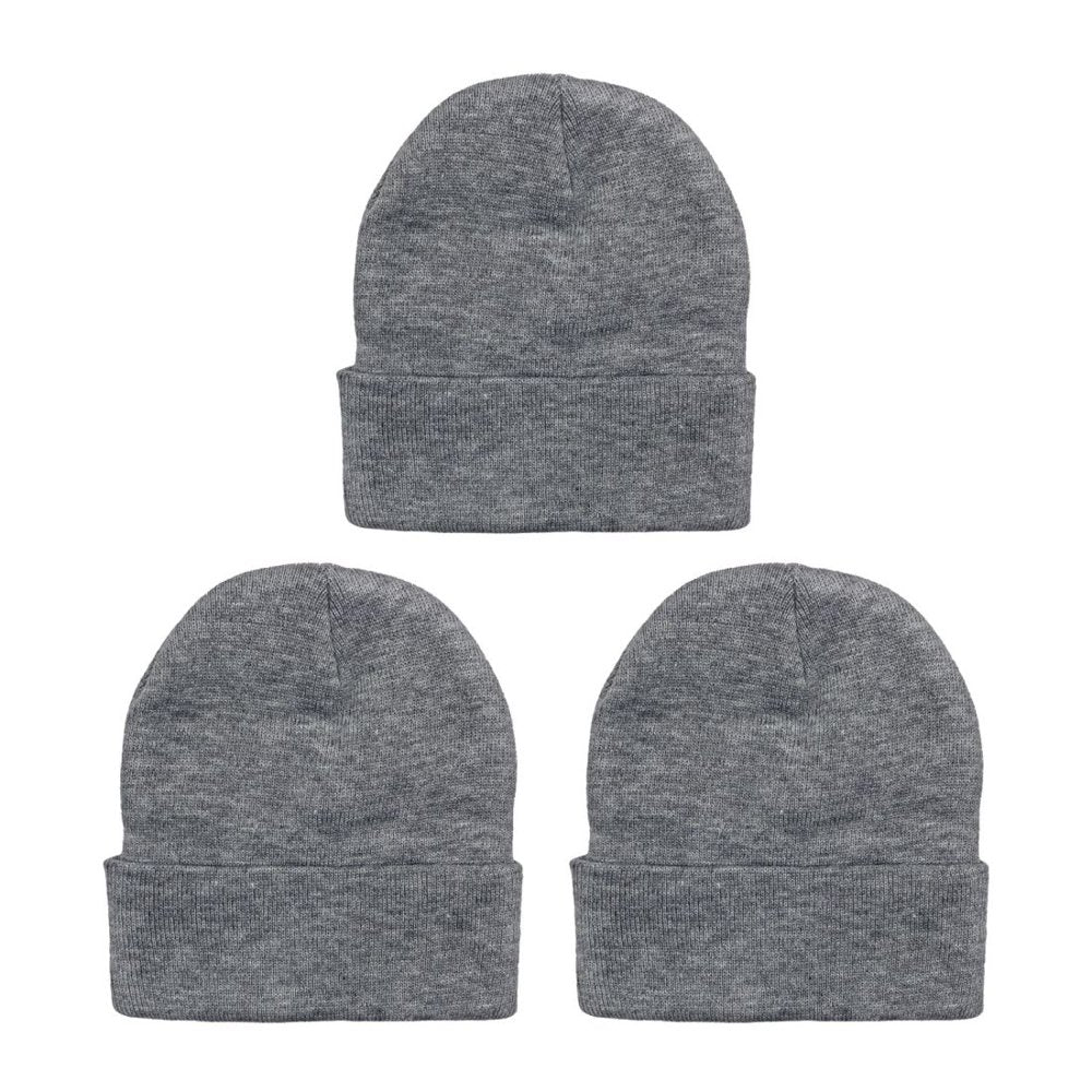 Empire Cove Cuffed Knit Beanie 3 Pack Set Heather Grey