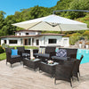 Costway 8PCS Rattan Patio Furniture Set Cushioned Sofa Chair Coffee Table Garden Grey