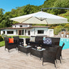 Costway 8PCS Rattan Patio Furniture Set Cushioned Sofa Chair Coffee Table Black