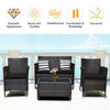 Costway 8PCS Rattan Patio Furniture Set Cushioned Sofa Chair Coffee Table Black