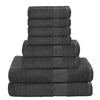 BELIZZI HOME 8 Piece Towel Set 100% Ring Spun Cotton, 2 Bath Towels 27X54, 2 Hand Towels 16X28 and 4 Washcloths 13X13 - Ultra Soft Highly Absorbent Machine Washable Hotel Spa Quality - Charcoal Grey