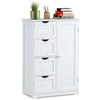 Costway Wooden 4 Drawer Bathroom Cabinet Storage Cupboard 2 Shelves Free Standing White