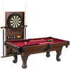 Barrington Billiards 90&quot; Ball and Claw Leg Pool Table with Cue Rack, Dartboard Set, Burgundy, New