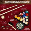 Barrington Billiards 90&quot; Ball and Claw Leg Pool Table with Cue Rack, Dartboard Set, Burgundy, New