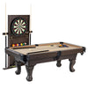 Barrington Billiards 90&quot; Ball and Claw Leg Pool Table with Cue Rack, Dartboard Set, Tan, New