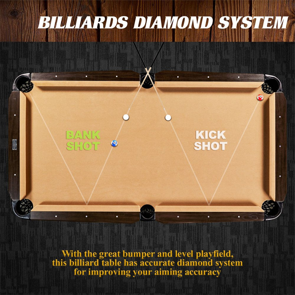 Barrington Billiards 90&quot; Ball and Claw Leg Pool Table with Cue Rack, Dartboard Set, Tan, New