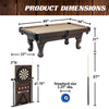 Barrington Billiards 90&quot; Ball and Claw Leg Pool Table with Cue Rack, Dartboard Set, Tan, New