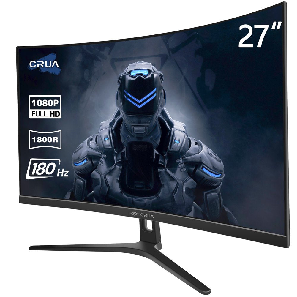 CRUA 27&quot; 165Hz/180Hz Curved Gaming Monitor - FHD 1080P,AMD Freesync,1800R Frameless Computer Monitor, 1Ms GTG, DP&amp;HDMI Port, Black