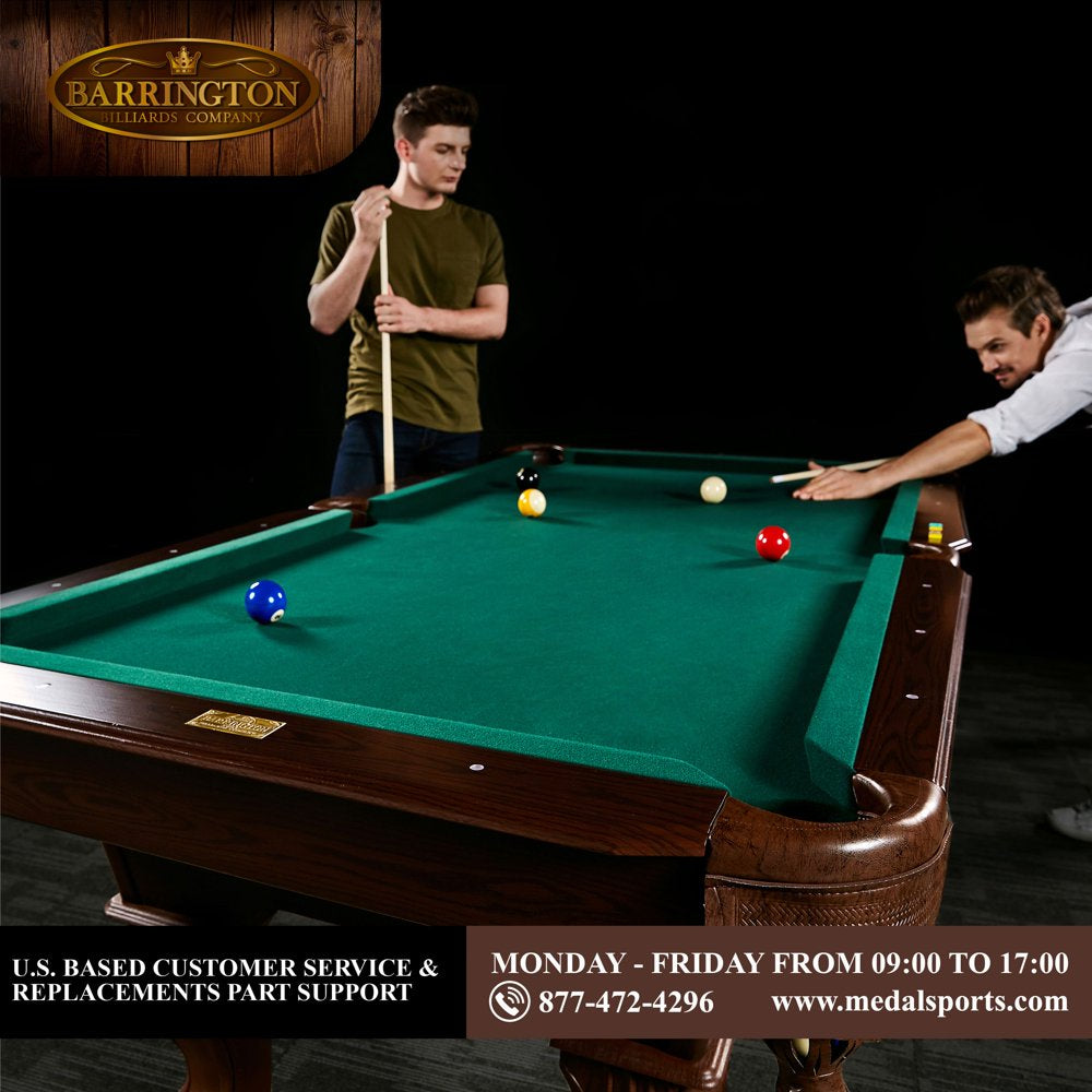 Barrington Billiards 90&quot; Ball and Claw Leg Pool Table with Cue Rack, Dartboard Set, Green, New