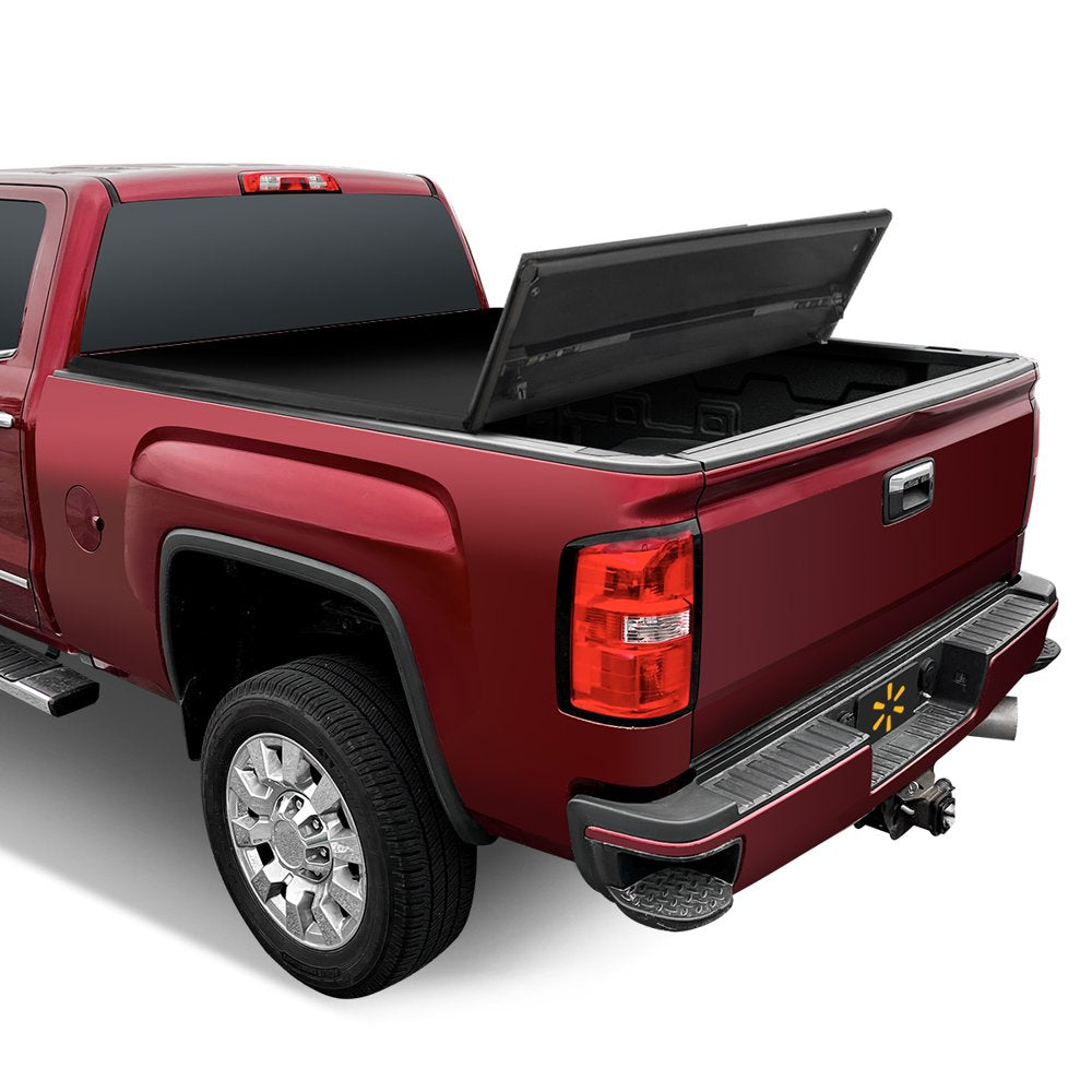 Auto Drive Soft Tri Fold Truck Bed Tonneau Cover Fits 14-18 Chevy Silverado GMC Sierra 8Ft Bed