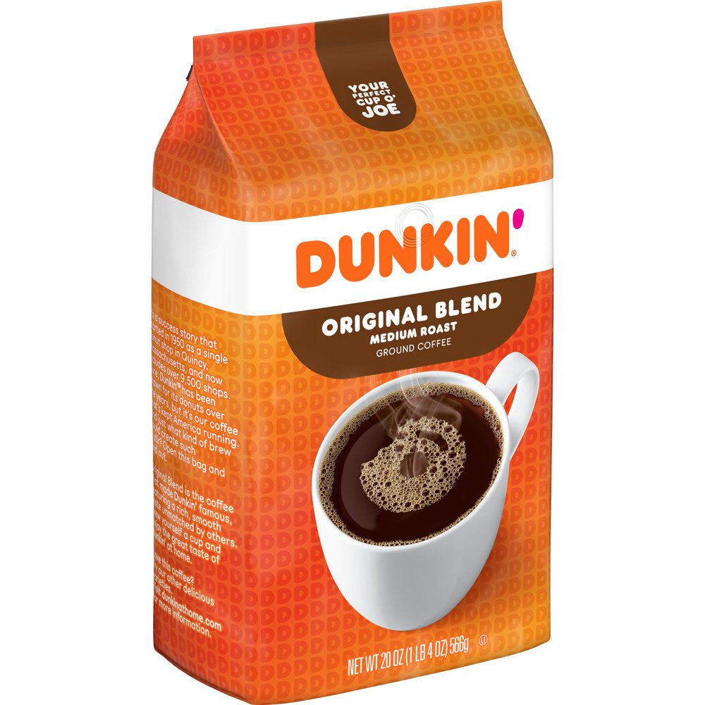 Dunkin&#039; Original Blend Ground Coffee, Medium Roast, 20 Ounce (Pack of 6)