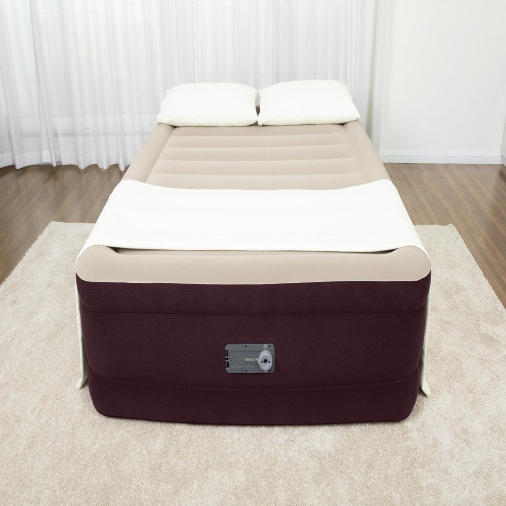 Bestway Maroon 20&quot; Queen Air Mattress with Built-In Pump