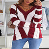 Aleumdr Womens V Neck Sweater Lightweight Long Sleeve Ripped Red plus Size Knitted Pullover 16 18