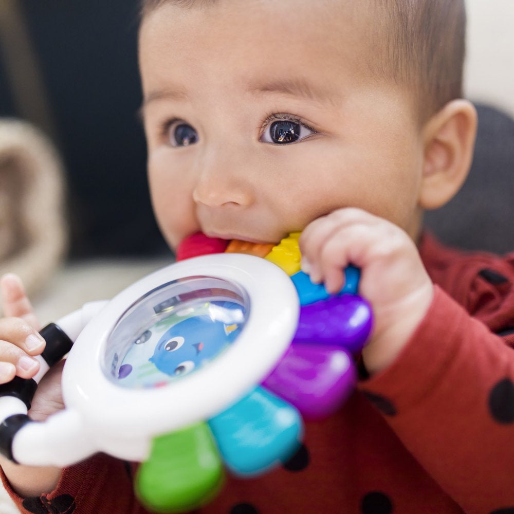 Baby Einstein Outstanding Opus the Octopus Chillable Baby Rattle &amp; Teether Sensory Toy, Unisex, Multicolored