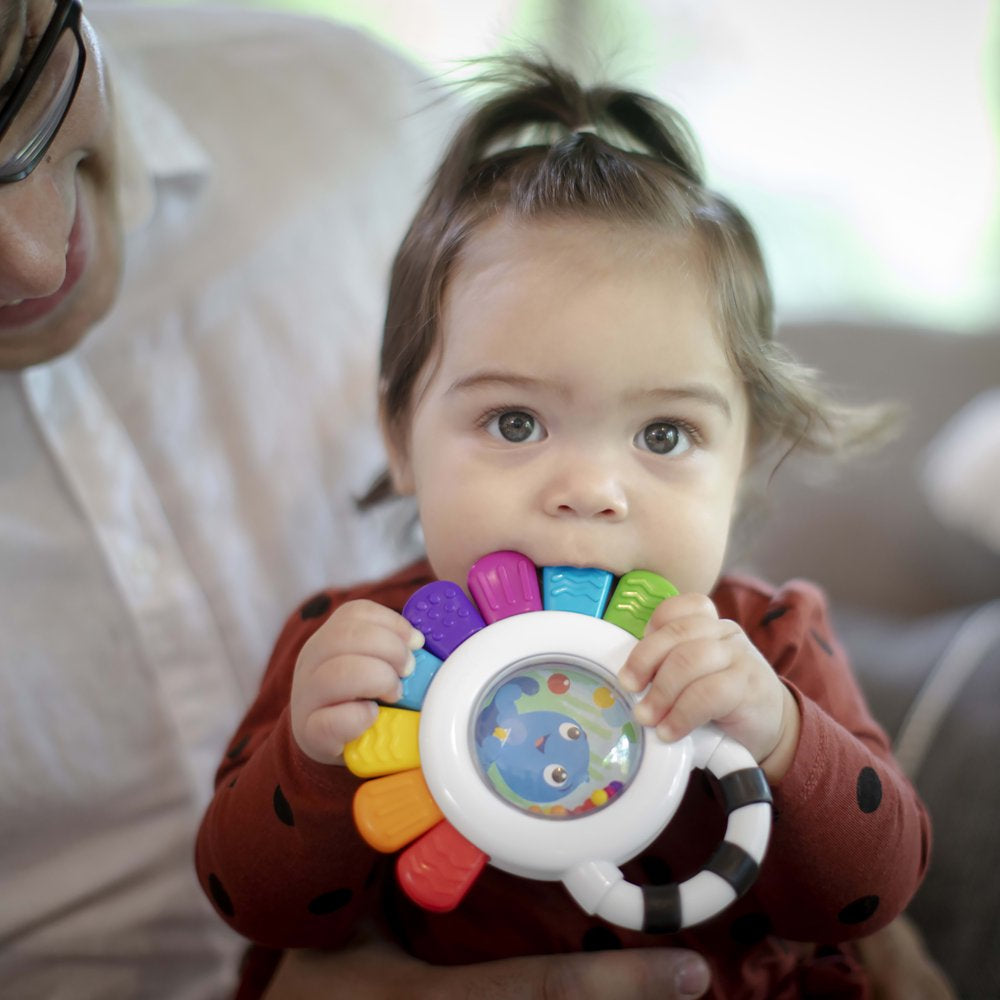 Baby Einstein Outstanding Opus the Octopus Chillable Baby Rattle &amp; Teether Sensory Toy, Unisex, Multicolored