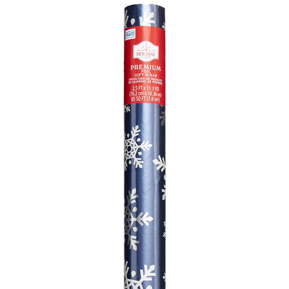 Dreaming Snowflakes Premium Christmas Wrap, Metalized Paper, 30 In, 160 Sq Ft, by Holiday Time