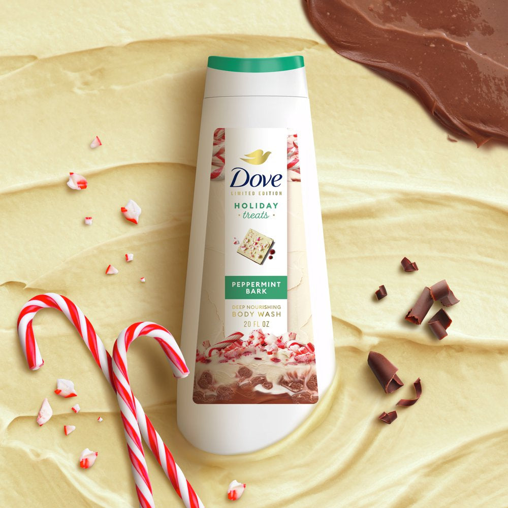 Dove Peppermint Bark Liquid Body Wash for Deep Nourishment Holiday Treats Limited Edition, 20 Oz